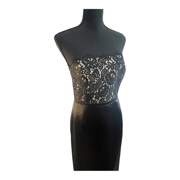 ANN TAYLOR🎃🐈⬛Strapless Black Satin & Lace Prom or Evening Gown 4 - Picture 7 of 16